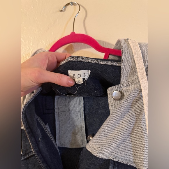 POL Set Two-Tone Denim Hoodie Jacket and Joggers - Picture 5 of 9